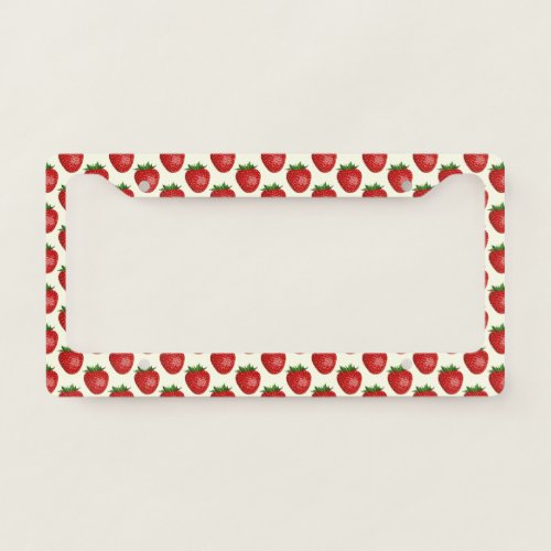 Strawberry Pattern Red Strawberries Fruit Leaf License Plate Frame