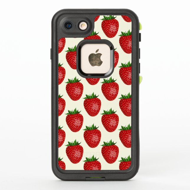 Strawberry Pattern, Red Strawberries, Fruit, Leaf LifeProof iPhone Case (Back)