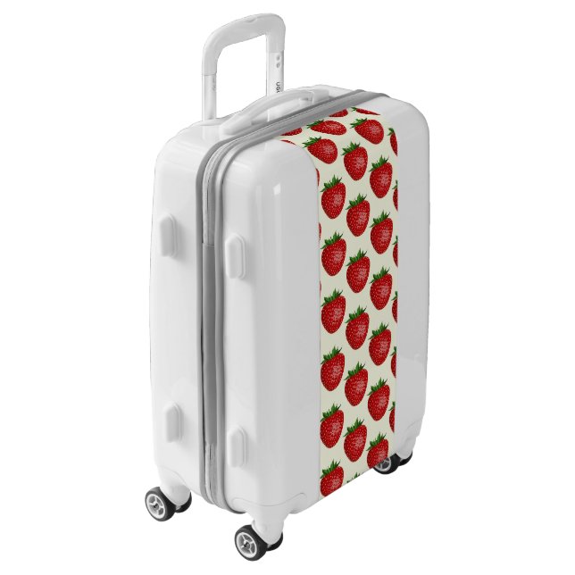 Strawberry Pattern, Red Strawberries, Fruit, Leaf Luggage (Rotated Left)