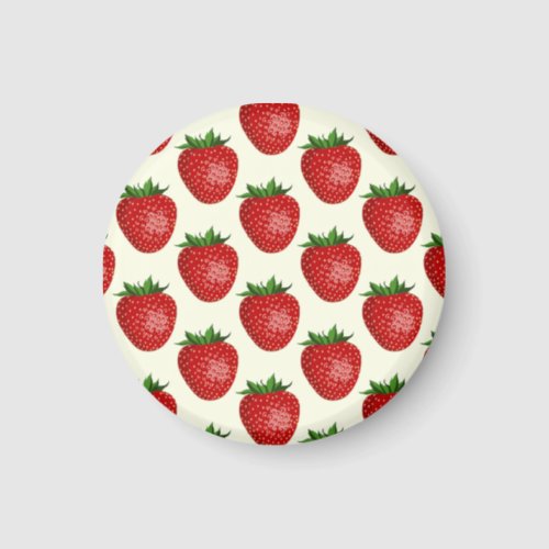 Strawberry Pattern Red Strawberries Fruit Leaf Magnet