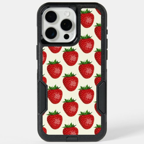 Strawberry Pattern Red Strawberries Fruit Leaf iPhone 15 Pro Max Case