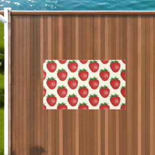 Strawberry Pattern, Red Strawberries, Fruit, Leaf Outdoor Rug