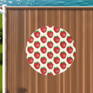 Strawberry Pattern, Red Strawberries, Fruit, Leaf Outdoor Rug