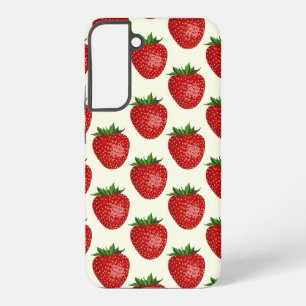 Strawberry Pattern, Red Strawberries, Fruit, Leaf Samsung Galaxy S22+ Case