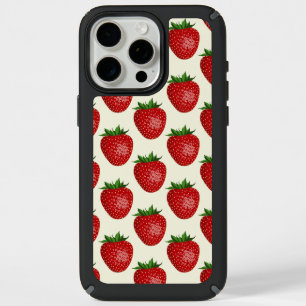 Strawberry Pattern, Red Strawberries, Fruit, Leaf iPhone 15 Pro Max Case