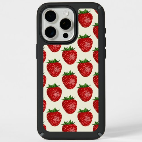 Strawberry Pattern Red Strawberries Fruit Leaf iPhone 15 Pro Max Case