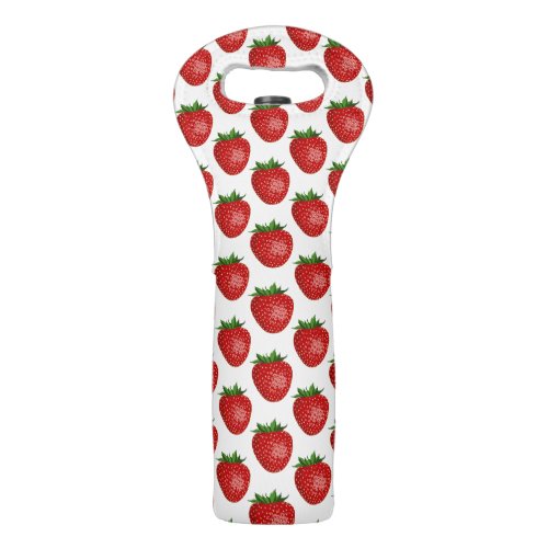 Strawberry Pattern Red Strawberries Fruit Leaf Wine Bag