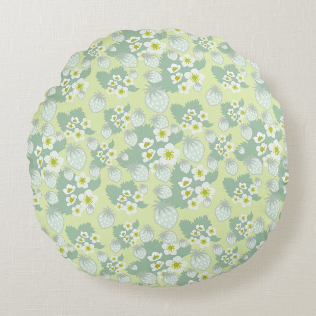 Strawberry pattern round pillow (Front)