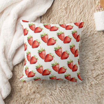 Strawberry Pattern Throw Pillow by alise_art at Zazzle