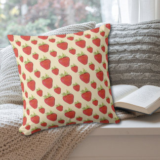 Strawberry Pattern  Throw Pillow