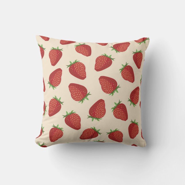 Strawberry pattern throw pillow (Front)