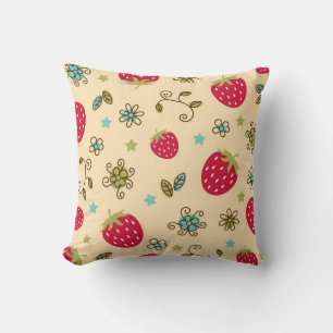 Strawberry pattern throw pillow