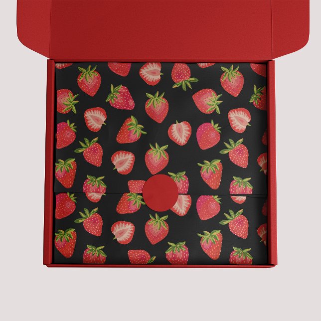 Strawberry Pattern Tissue Paper (Strawberry pattern black tissue paper)