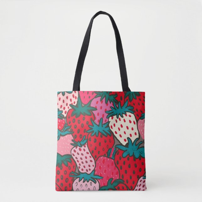 Strawberry Pattern Tote Bag (Front)