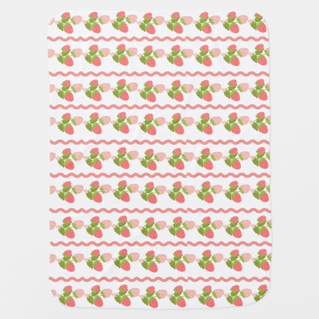 Strawberry pattern trellis spring summer gift baby blanket (Front)