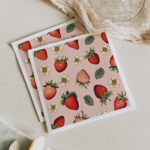 Strawberry Pattern Vintage  Napkins