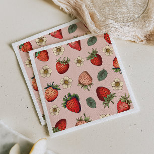 Strawberry Pattern Vintage Napkins