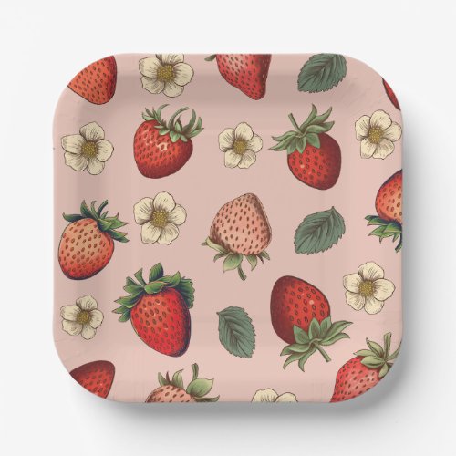 Strawberry Pattern Vintage  Paper Plates
