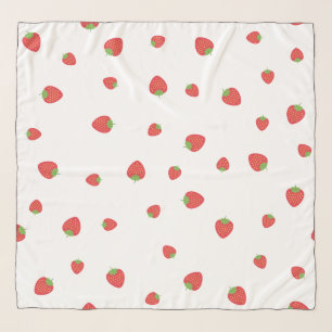 Strawberry Pattern White Scarf