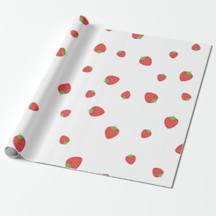 Strawberry Pattern White Wrapping Paper
