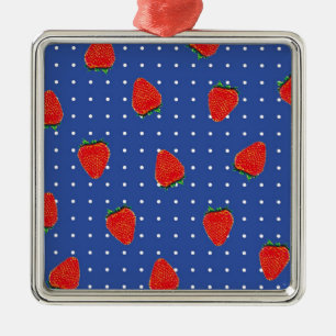 strawberry pattern with dots metal ornament