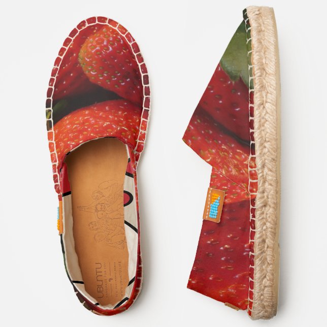 strawberry pattern with red and white liner espadrilles (Side)