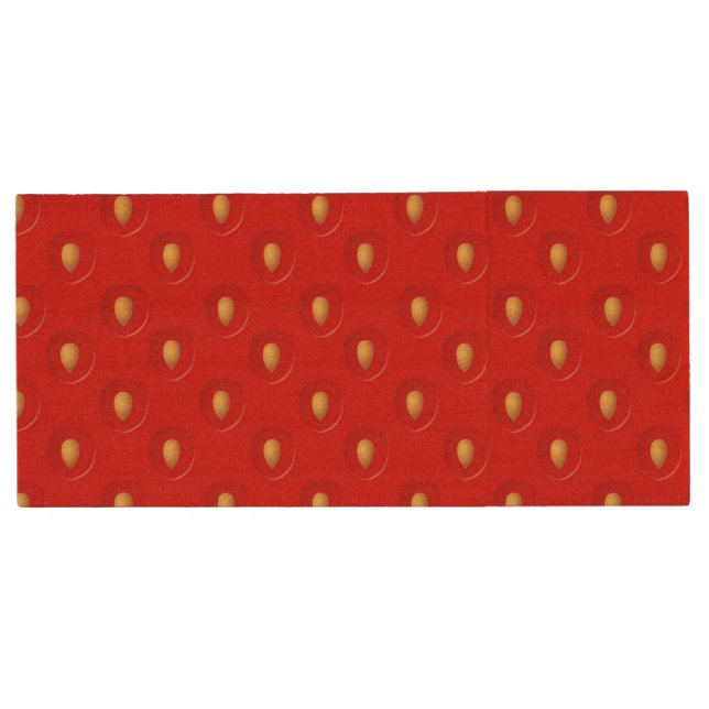 Strawberry Pattern Wood Flash Drive (Front)