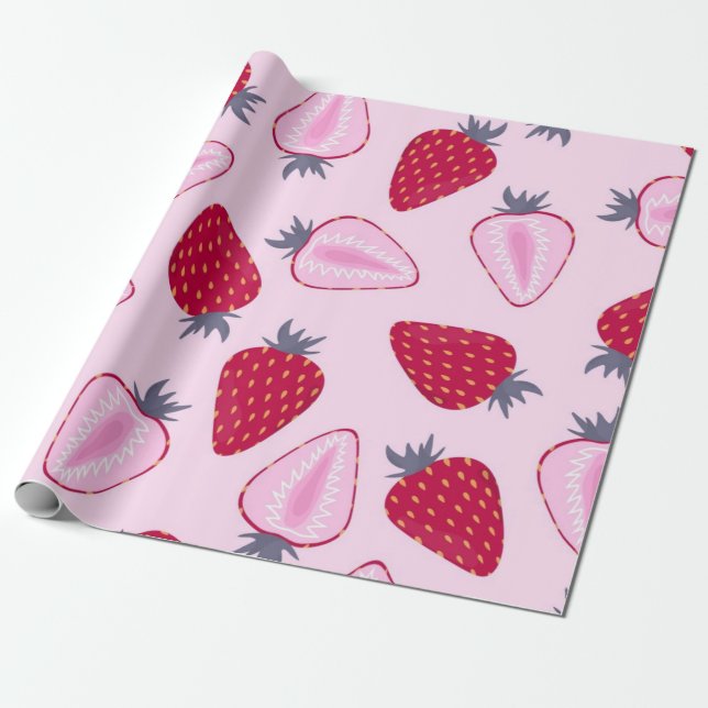 Strawberry pattern wrapping paper (Unrolled)