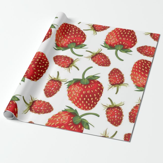 Strawberry pattern wrapping paper (Unrolled)