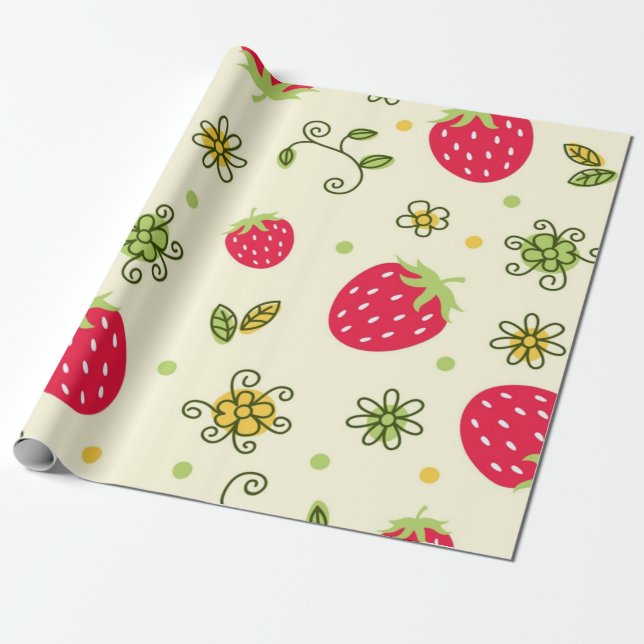 Strawberry pattern wrapping paper (Unrolled)
