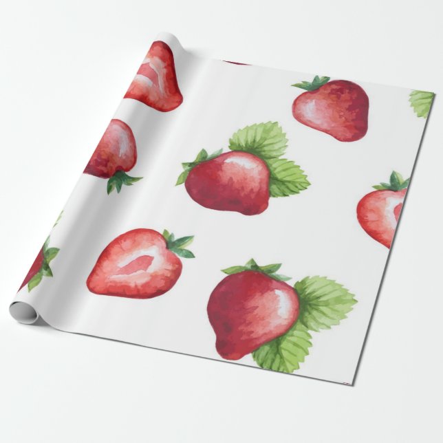 Strawberry pattern wrapping paper (Unrolled)