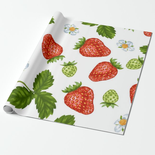 Strawberry pattern wrapping paper (Unrolled)