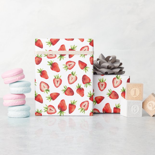 Strawberry Pattern Wrapping Paper (Baby Shower)