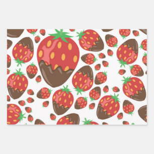 Strawberry pattern wrapping paper sheets