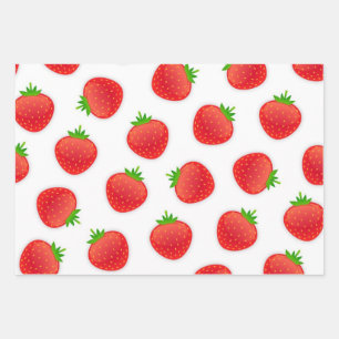 Strawberry pattern wrapping paper sheets