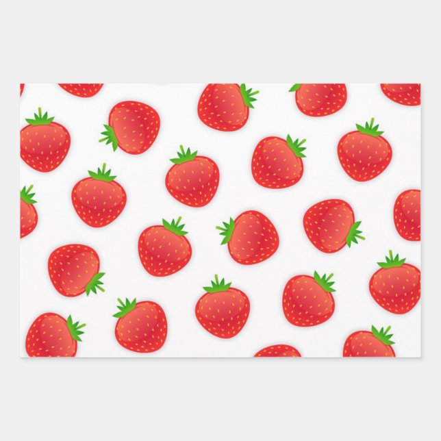 Strawberry pattern wrapping paper sheets (Front)