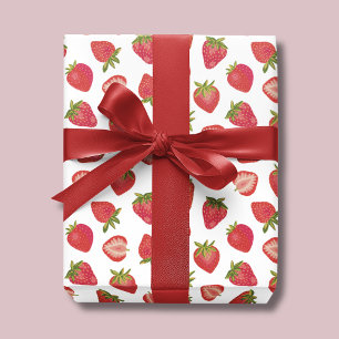 Strawberry Pattern Wrapping Paper Sheets