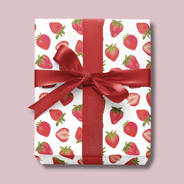 Strawberry Pattern Wrapping Paper Sheets (Strawberry Wrapping Paper Sheets. Also available in rolls. Perfect for girls birthday & baby shower)