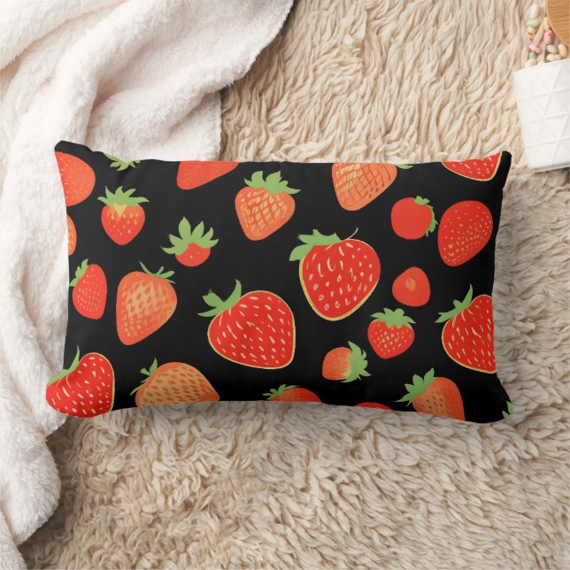 Strawberry patterns lumbar pillow (Blanket)