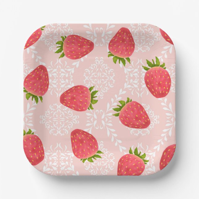 Strawberry Peach Paper Plates (Front)