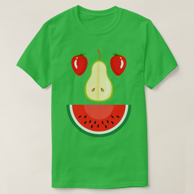 Strawberry Pear Water Melon Face Fruit T-Shirt (Design Front)