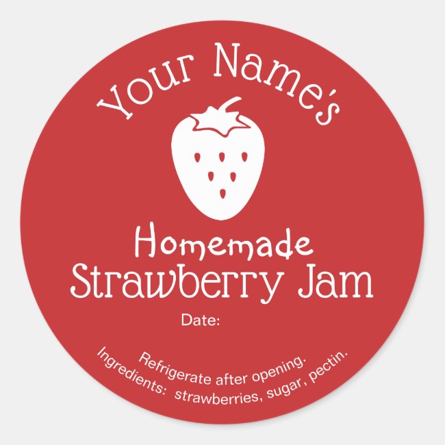 Strawberry Personalized Canning Sticker Your Name