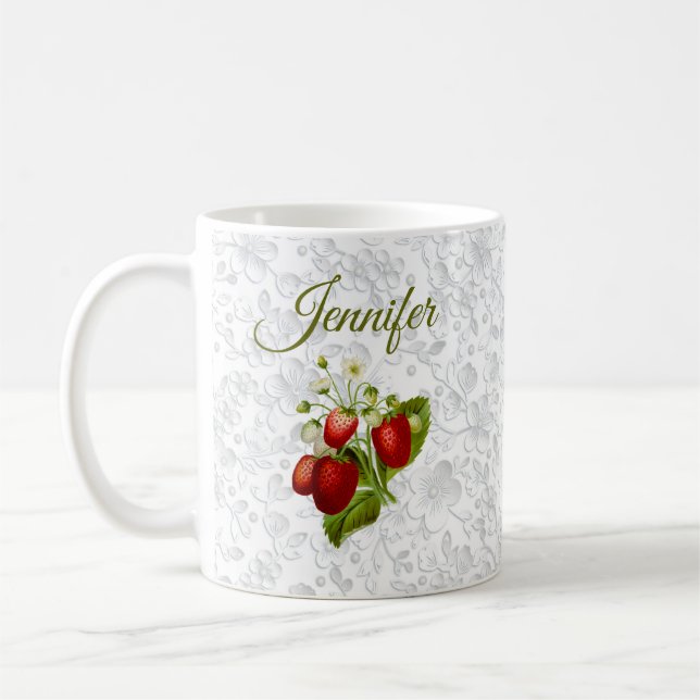 Strawberry Personalized Coffee Mug Cup (Left)
