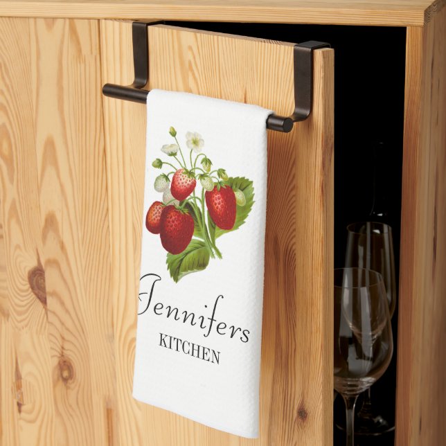 Strawberry Personalized Kitchen Towel Strawberries (Thirds Fold)