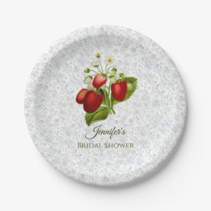 Strawberry Personalized Lace Look Paper Plates 