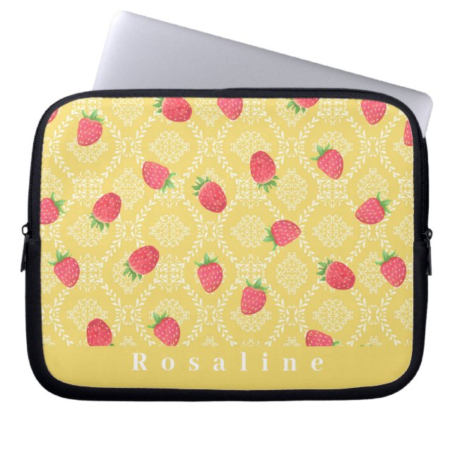 Strawberry Personalized Mustard Electronics Bag (Front)