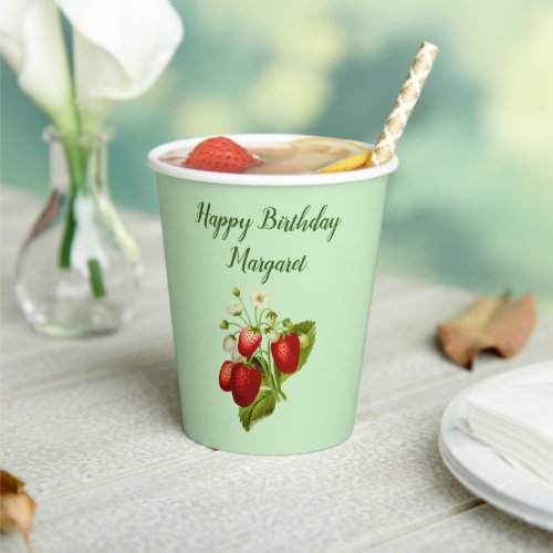 Strawberry Personalized Paper Cups Party Goods
