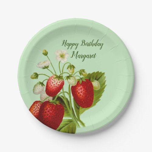 Strawberry Personalized Paper Plates Party Goods