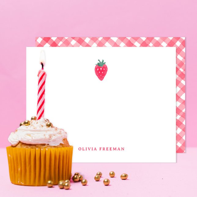 Strawberry Personalized Stationery – Red Fruit  Note Card (Creator Uploaded)