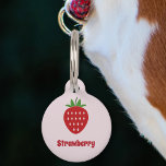 Strawberry Pet Tag<br><div class="desc">A pink pet tag with an illustration of a strawberry and customizable text above and back! Get it for your new pet or to make a gift to a family who welcomes a new animal!</div>